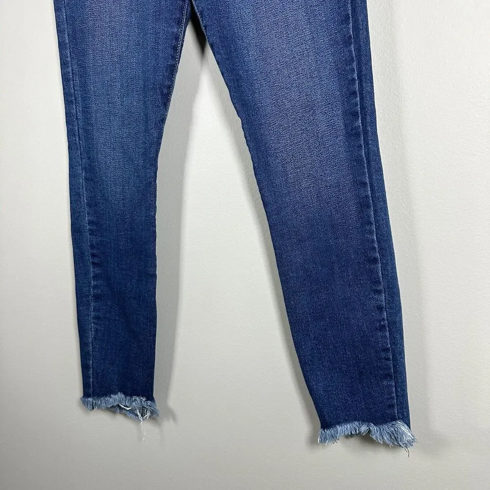 L.T.J.Denim Size 27 Amore High Rise Raw Hem Stretch Skinny Blue Jeans